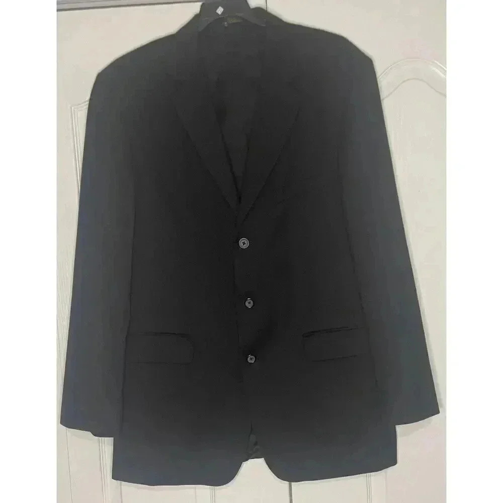 Stafford Men's Blazer Size 42L Regular Black Three Button Jacket 100% New Wool